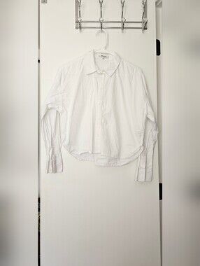 Madewell CroppedWhite Button-Up Relaxed Cotton Shirt